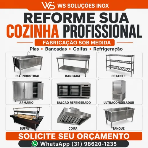 Coifas inox, pia inox e bancadas tudo sob medida 