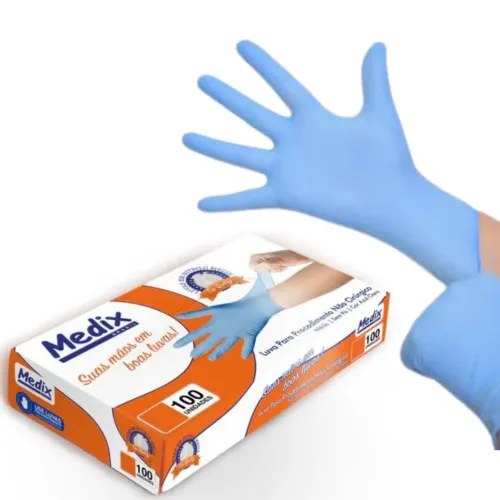 Luva Nitrílica Azul Medix