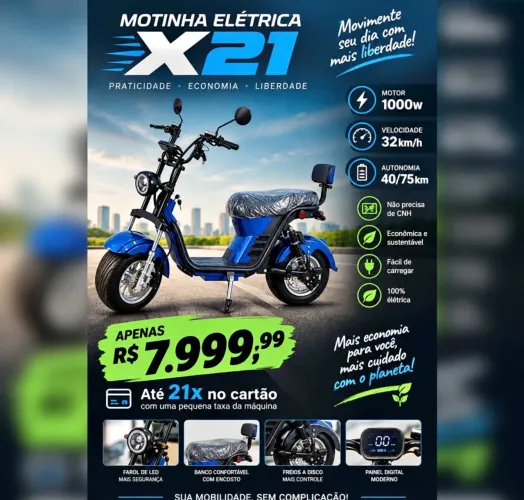 Moto elétrica x21 / 1000w loja física / Promoção