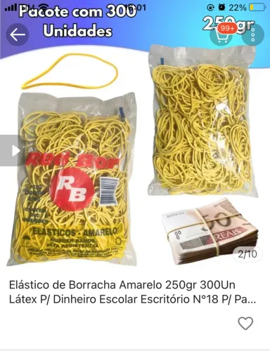 Elástico para borracha amarelo