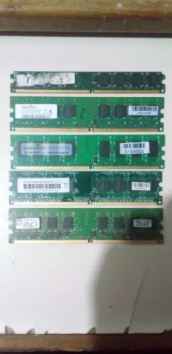 5 Memorias Ram ddr2 antigas 2gb, 1gb, 512m