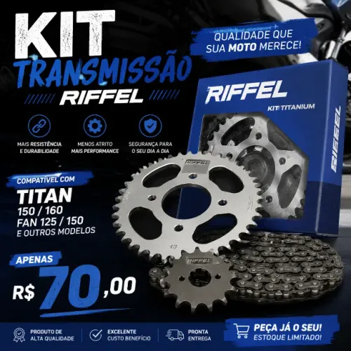 Kit Transmissão Riffel Titan 150/160 Corrente Coroa Pinhão Novo