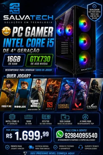 PC GAMER INTEL CORE I5 4° Gen + 16 DE RAM + GTX730 DE 4GB