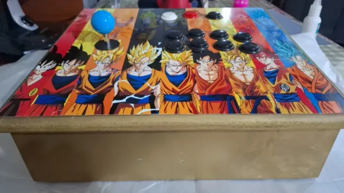 Controle Arcade Para PS4, Montado na Placa original do DualShock-4 e Botões Sanwa