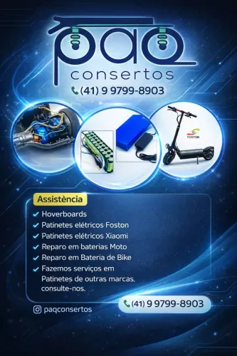 Conserto Patinetes Elétricos, Hoverboard e Baterias de Moto Elétrica