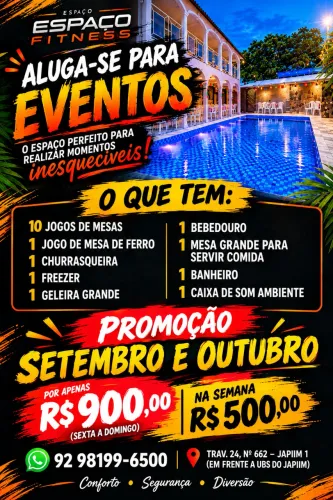 Alugamos para eventos e confraternização 