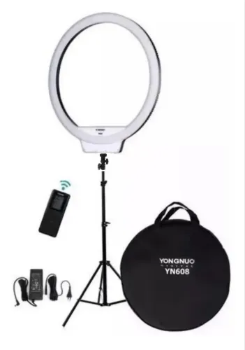 Led Ring Light Yongnuo Yn608 Origiral + Fonte + Tripé 2m