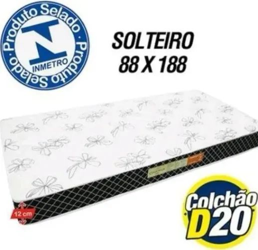 Colchão -D20 Liso Solteiro Medidas: 88 x 188 x 12 ** *