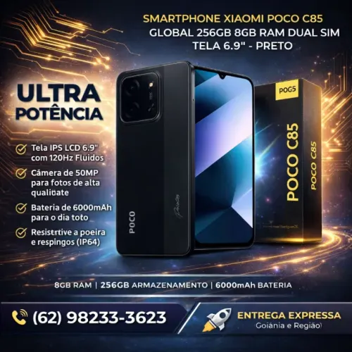 Xiaomi Poco C85 256GB Preto LACRADO GARANTIA 6 MESES PAGAMENTO NO ATO DA ENTREGA