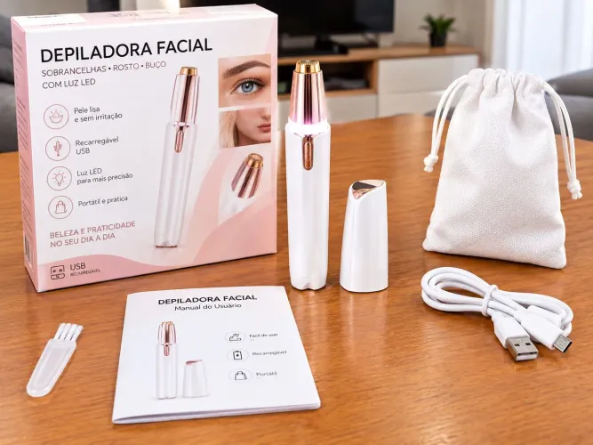 ? Caneta Depiladora de Sobrancelhas Elétrica Recarregável USB