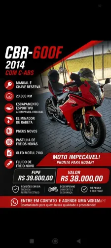 Vendo CBR 600f impecável. Para pessoas exigentes.