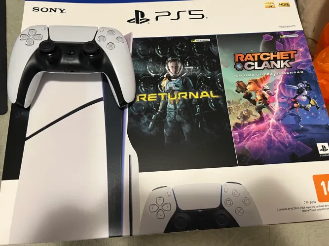 Console Playstation 5 Midia Fisica Slim Branco 1tb. (2 jogos) Returnal E Ratchet E Clank