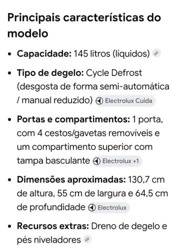 Freezer eletrolux fe 18
