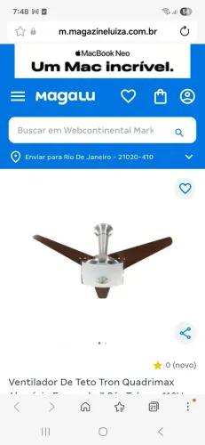 Ventilador de teto Quadrimax Aço escovado 3 pás de madeira cor tabaco 127v Tron