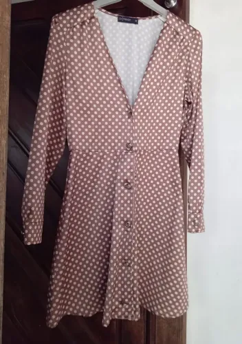 Vestido Cetim Poá marrom tamanho M veste 36/38