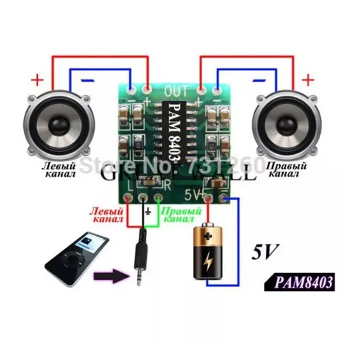Amplificador Digital Placa 2 Canais 3w Pam8403 Arduino Automação Robotica COD-AM110 