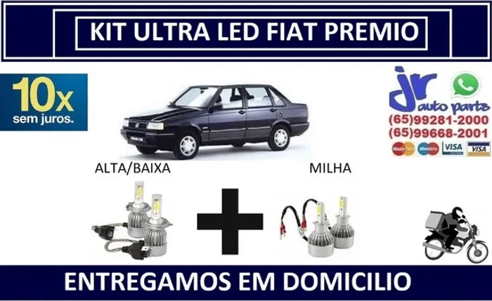 Kit Lampada Ultra Led Fiat Premio 6000K 12V 24V