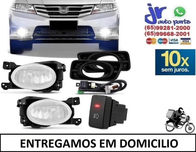 Kit Farol de Milha Honda City 12 13 14 Botão Similar ao Original