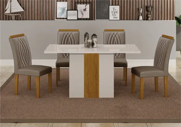Mesa de Jantar 4 Cadeiras Base Ripado t76