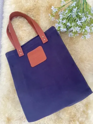 BOLSA EM TECIDO JEANS E COURO; SEMI-NOVA! 