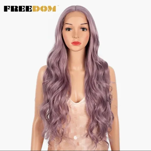 Peruca Front Lace lilas sintética