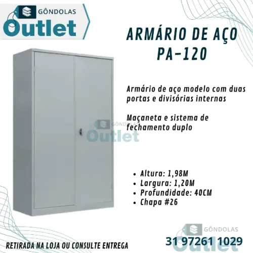 Armário de aço com duas portas para escritorio