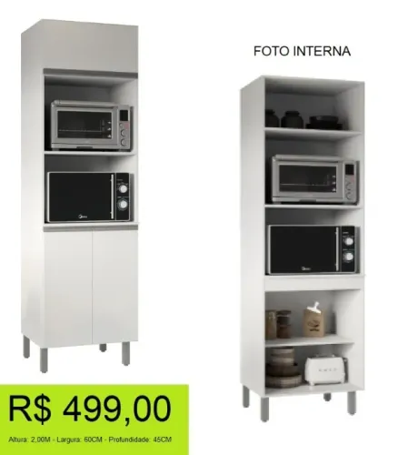 Paneleiro dois fornos com amplo espaço interno