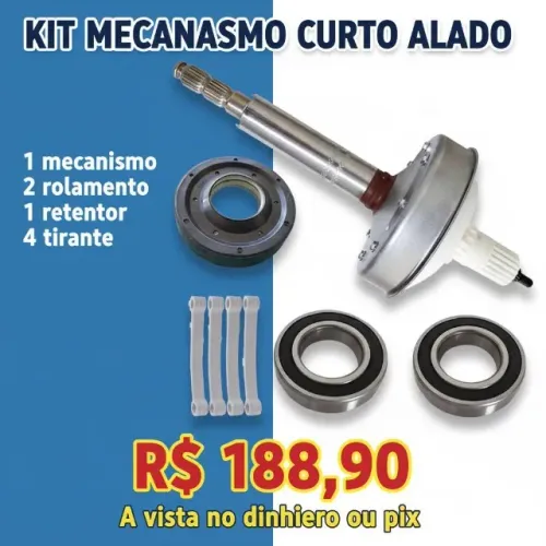 KIT MECANISMO CURTO + RETENTOR + ROLAMENTOS E TIRANTES