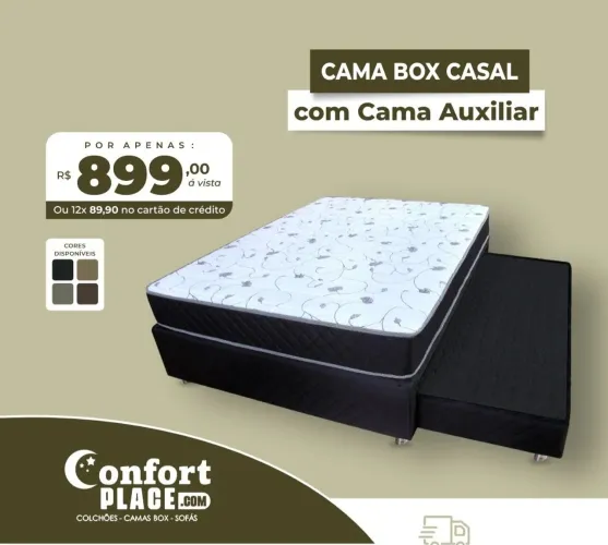 CAMA BOX CASAL COM AUXILIAR