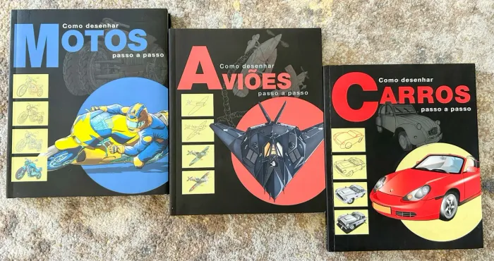 Livros Como Desenhar - Motos, Aviões e Carros - Passo a Passo