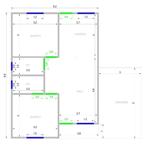Construção de casa com 2 quartos, sendo 1 suite, laje, garagem, 70m2, R$ 83.900 +frete