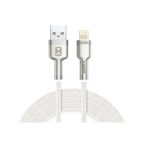 Cabo Auxiliar Hrebos USB-A para Lightning - iphone, 2metros, 27W, tecido trançado, Turbo