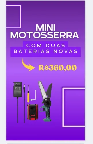 Mini Motosserra com 2 Baterias Novas