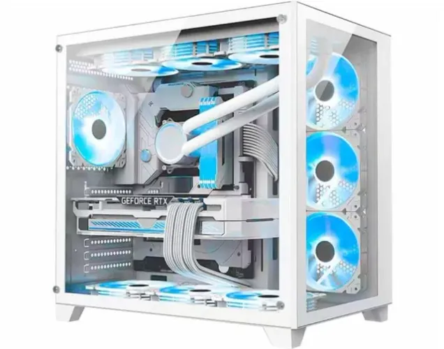 Gabinete Gamer K-Mex Space White, Mid Tower, ATX, Frente e Lateral em Vidro Temperado