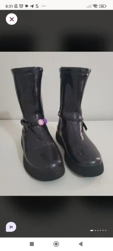 Bota infantil preta com glitter Pampili 31