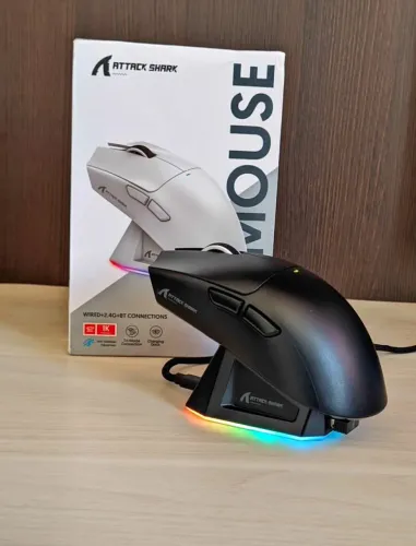 Mouse Gamer Attack Shark X11 - Estação de Carregamento, 16.000 DPI, RGB