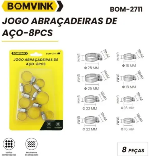Jogo de abraçadeiras 8 peças