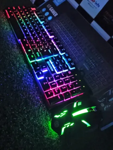KIT Teclado e Mouse Gamer RGB, Preto, TPC-096KP