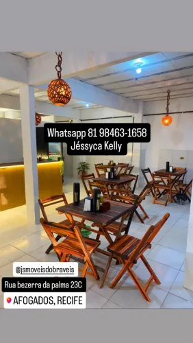 Conjunto de mesa dobrável, para bares, lanchonetes, restaurante e residência.