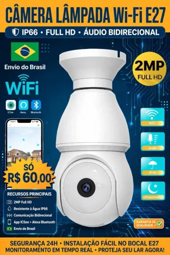 Câmera de rede Wi-Fi com classificação IP66 de resistência à água e suporte