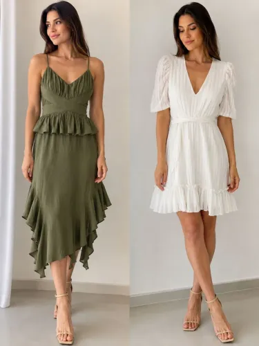 ? Lote com 2 Vestidos + 2 Bolsas Transversais ? R$ 60