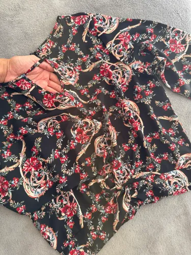 Blusa de manga longa tecido crepe