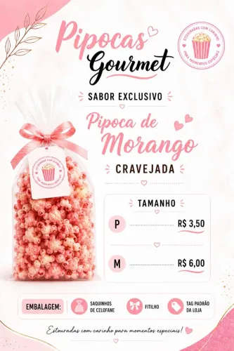 Pipoca de morango cravejado