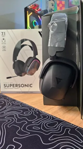 Headset Gamer Sem Fio Force One Supersonic 7.1 Surround, Wireless, Preto