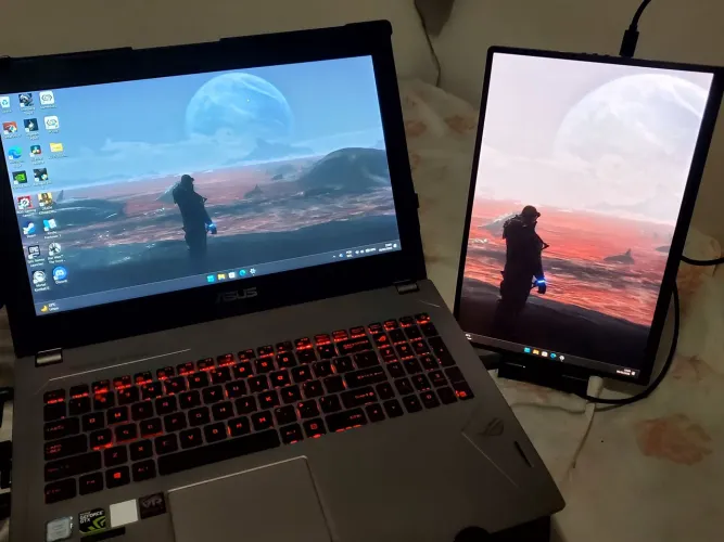 Monitor portatil duplo