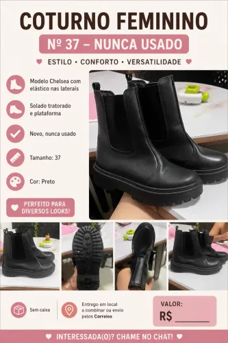 Coturno feminino tamanho 37 nunca usado