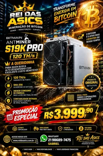 Bitman S19 k Pro 120 TH Asic Mineração Bitcoin