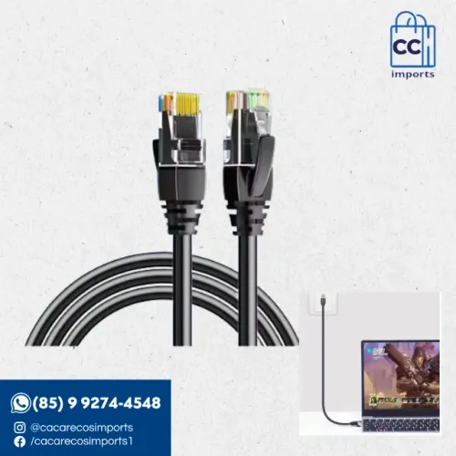 Cabo de Rede Cat6 Gigabit 1000Mbps - RJ45 Blindado 10m | Novo | Pronta Entrega