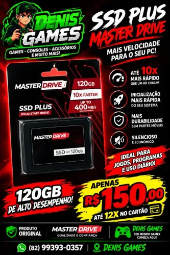 Ssd master drive 120gbs 10x mais rápido hd