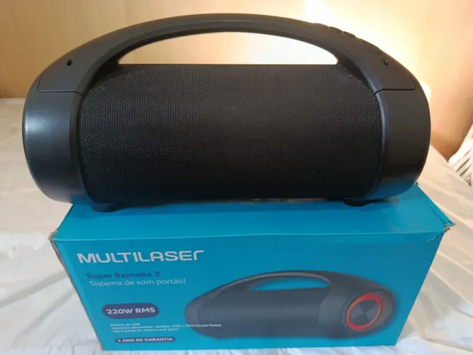 Som Bluetooth - Multilaser Super Bazooka 2 + Cabo Carregador USB